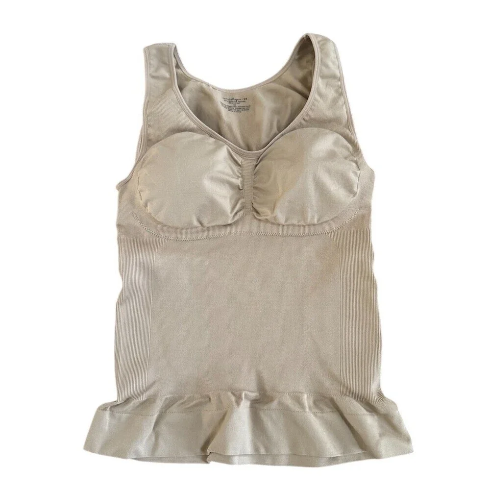 Camishaper Shapewear Cami Tank Size 1X Beige Tummy Control Built-In Bra